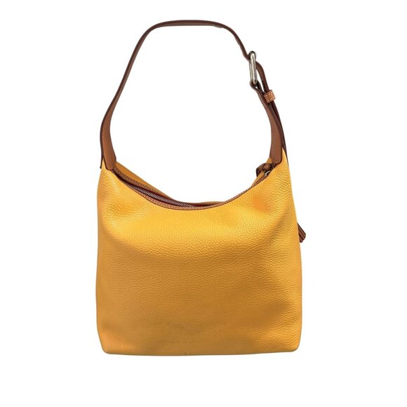 Dooney & Bourke Paige Hobo Bag Purse Dandelion Yellow Pebbled Leather Duck Logo - Picture 2 of 11